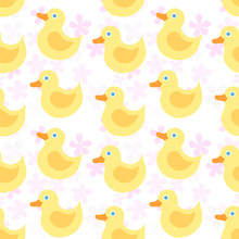 Seamless Pattern With Yellow Duck