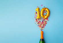10th Anniversary Champagne Bottle Balloon Pop