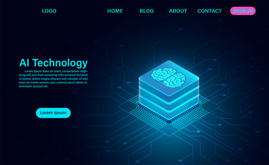 artificial intelligence technology concept. data and engineering concept. isometric