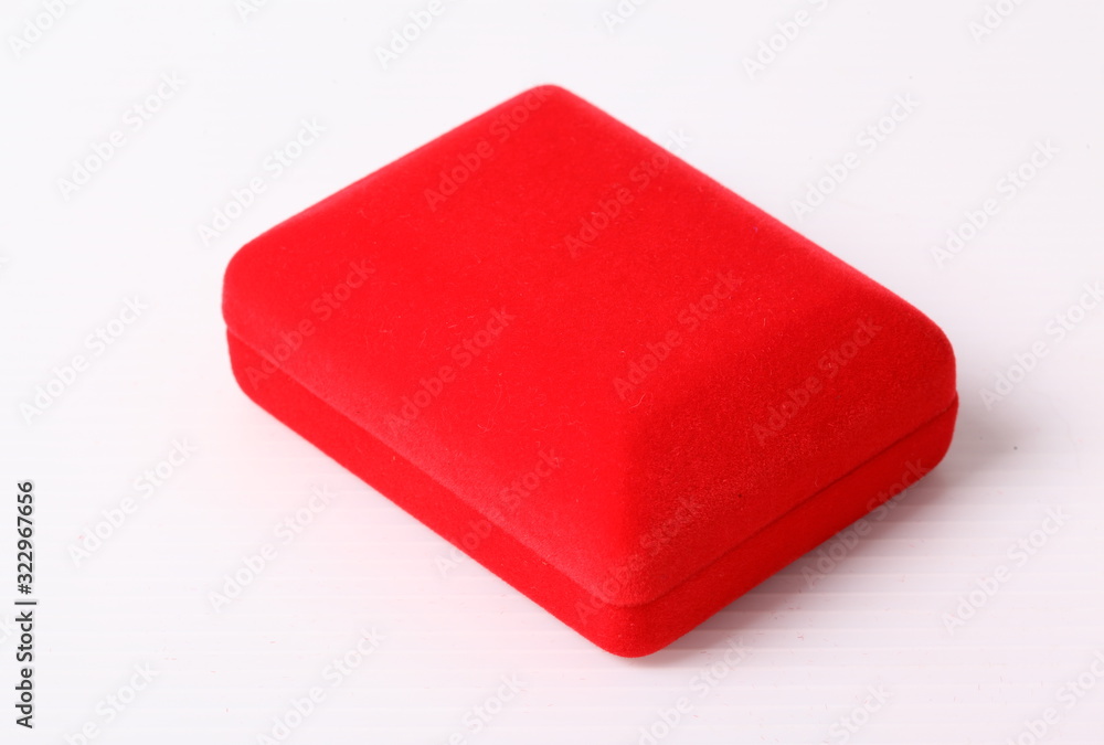 Jewelry red box on isolated white background
