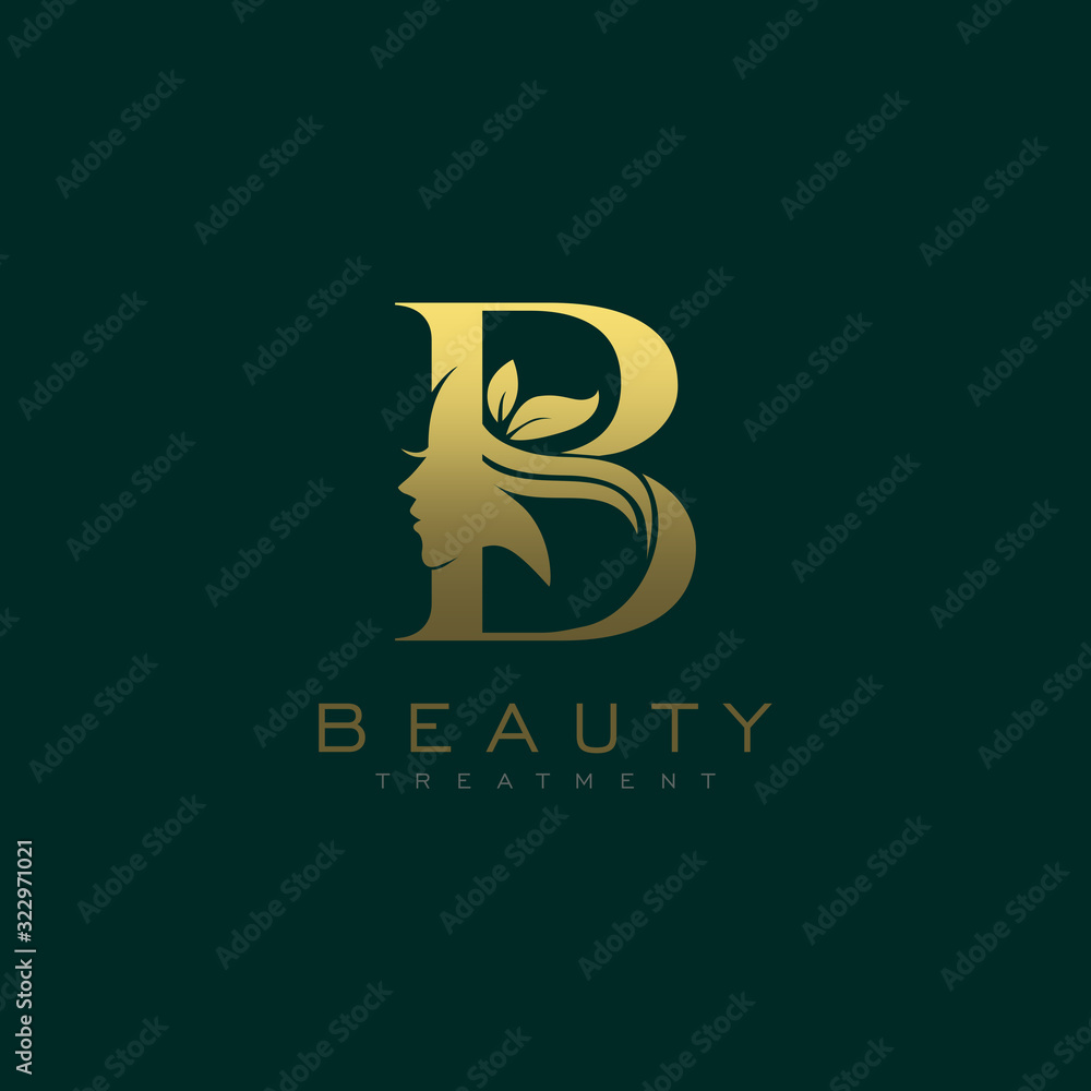 Letter B Luxury Beauty Face Logo Design Vector Stock Vector | Adobe Stock