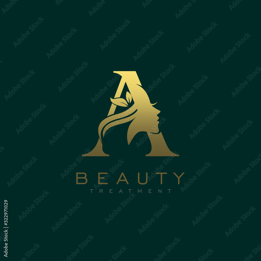 Letter A Luxury Beauty Face Logo Design Vector Stock Vector | Adobe Stock
