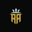 Initial Letter AA with Shield King Logo Design
