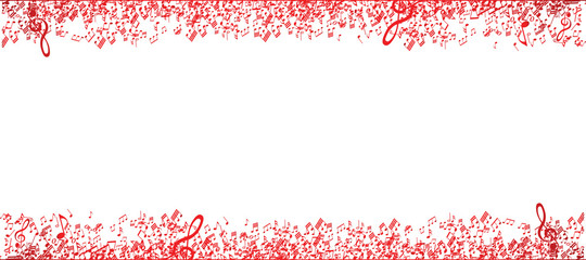 Sticker - red music notes frame on white background	