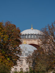 Hagia Sofia museum exterior in the tourist area of Istanbul, Turkey