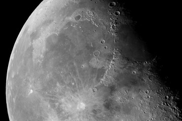Wall Mural - close-up of the moon surface. main objects and areas: copernicus, mare imbrium, mare vaporum, plato,