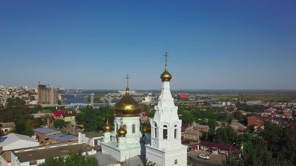 Wall Mural - The dome of the Church and the cross top view over