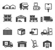 Warehouse and storage industry icon business set