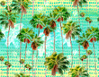 © ringele - Watercolor Miami palms seamless background, tropical pattern