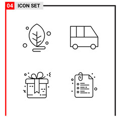 Sticker - 4 General Icons for website design print and mobile apps. 4 Outline Symbols Signs Isolated on White Background. 4 Icon Pack.