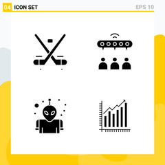 Sticker - Collection of 4 Universal Solid Icons. Icon Set for Web and Mobile.