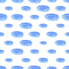 Aufkleber - Watercolor abstract backdrop. Modern watercolor seamless pattern with blue clouds on white background for textile design. Cloud computing. Background illustration. Seamless pattern.