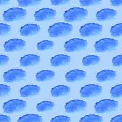 Aufkleber - Watercolor abstract backdrop. Modern watercolor seamless pattern with blue clouds on colorful background for textile design. Cloud computing. Background illustration. Seamless pattern.