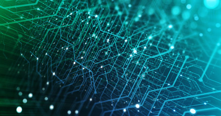 Wall Mural - abstract digital city. digital circuit board, motherboard, digital chip. digitalization of informati