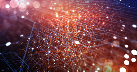 Wall Mural - abstract tech background made of printed circuit board. depth of field effect and bokeh. internet co