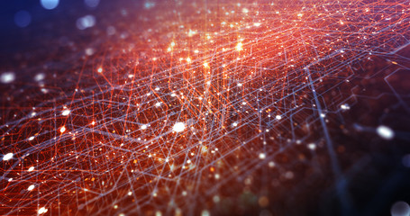 Wall Mural - abstract tech background made of printed circuit board. depth of field effect and bokeh. internet co