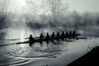 Rowing in early morning mist