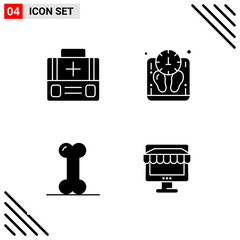 Sticker - Pixle Perfect Set of 4 Solid Icons. Glyph Icon Set for Webite Designing and Mobile Applications Interface.