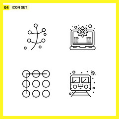 Wall Mural - 4 Icon Set. Simple Line Symbols. Outline Sign on White Background for Website Design Mobile Applications and Print Media.