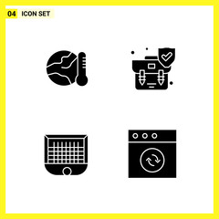 Wall Mural - 4 Icon Set. Simple Solid Symbols. Glyph Sign on White Background for Website Design Mobile Applications and Print Media.