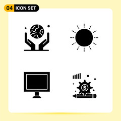 Sticker - 4 Creative Icons for Modern website design and responsive mobile apps. 4 Glyph Symbols Signs on White Background. 4 Icon Pack.