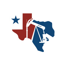 Vector Map Of Texas Oil Rig Logo Design Illustration