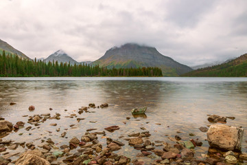 Wall Mural - Rainy Two Medicine Lake.Glacier National Park.Montana.USA