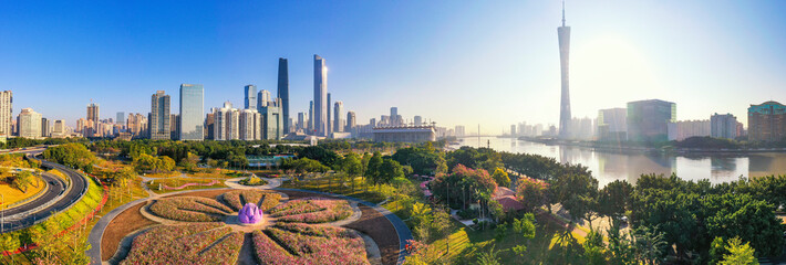 Aerial photo of CBD complex in Guangzhou, China