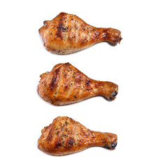 Poster - Grill roast bbq chicken leg isolated on white background