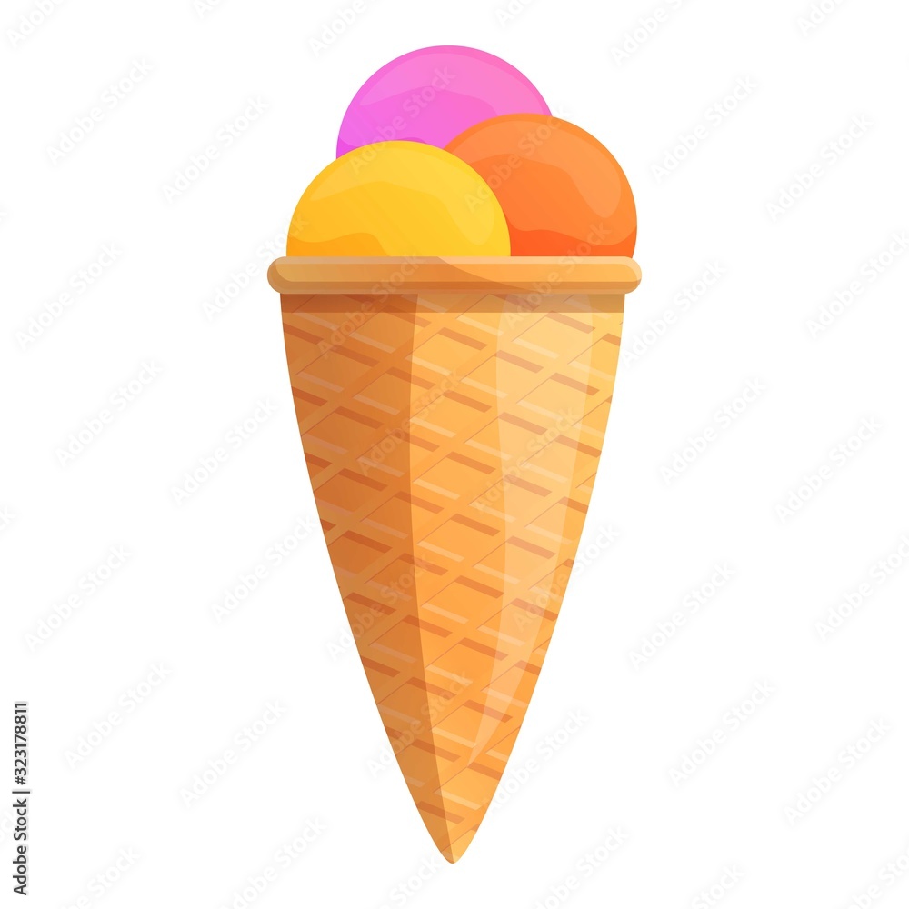 Ice cream ball icon. Cartoon of ice cream ball vector icon for web design isolated on white background