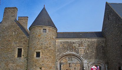 Gate and entrance building into castle Monfert, France