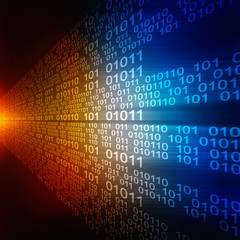 2d illustration abstract digital binary data on computer screen
