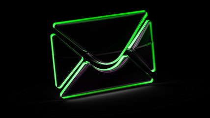 Wall Mural - E-mail icon in black background. 3D Illustration.