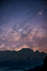 Wall Mural - The stars and the milky way in the night sky are very beautiful.