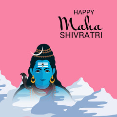 Wall Mural - Vector illustration Of a Background for Hindu Festival Celebrate Of Shiva Lord,Happy Maha Shivratri with Hindi Text.