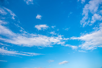 blue sky with clouds and sun
