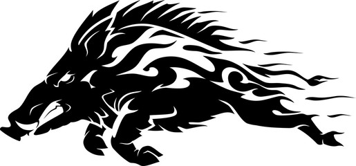 Wall Mural - Razorback Wild Hog or Boar, Abstract Flaming Speed Design