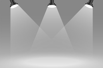 Wall Mural - three focus sportlights background in gray color