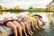 © MACO - Group of friends relaxing and having fun at a swimming hole. Bridger, Montana, USA