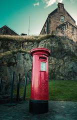 Wall Mural - Red post box at Edinburgh Castle, Scotland