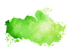 Watercolor Stain Texture In Green Color Shade