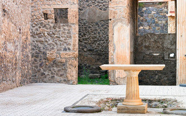 Sticker - Marble table in house at ancient city Pompeii