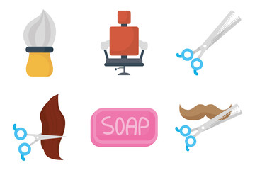 Poster - bundle of barber shop set icons