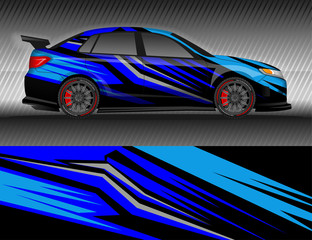 Car livery wrap decal, rally race style vector illustration abstract background