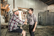 © MACO - Farmer and biologist discuss the seed cleaning process in a barn. Montana, USA