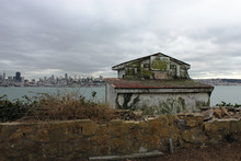 View From Alcatraz Island Over The Ocean To The City Of San Francisco During A Cloudy Afternoon