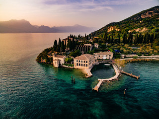 Aerial view of the city of Garda, Lake Garda, Verona, Italy.