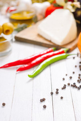 Sticker - mediterranean food ingredients on white wood table