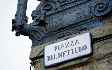 Sticker - Piazza del Nettuno Street sign on wall in Bologna