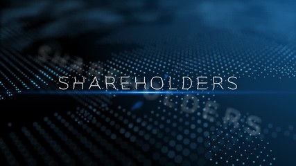 Wall Mural - shareholders modern intro text 3d animation with lens flare and depth of field focus blur